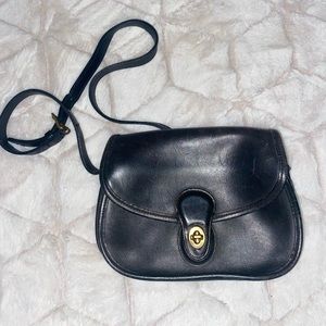 Vintage USA COACH PRAIRIE CROSSBODY BLACK GLOVE LEATHER Shoulder Purse 9954